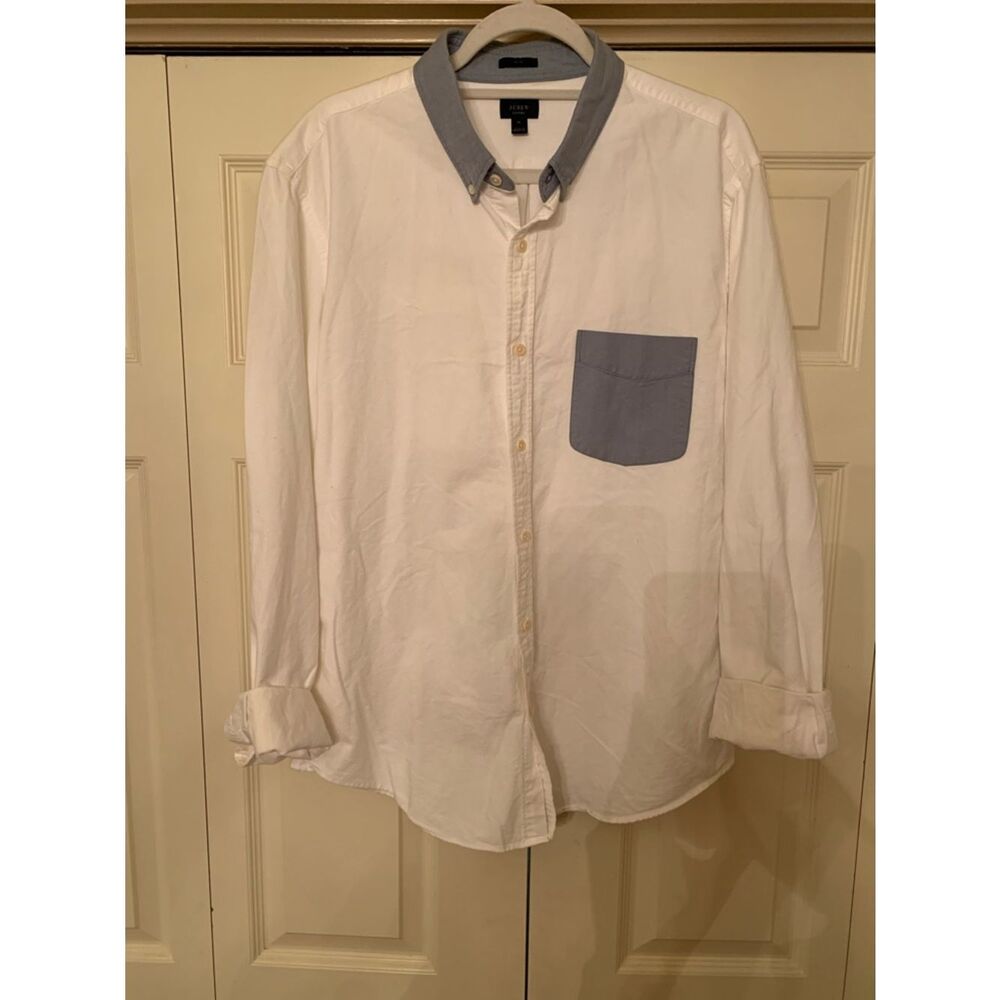 J CREW XL Slim Fit Two-Tone Blue Long Sleeve Button Down Oxford Shirt